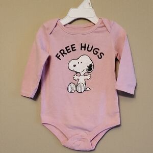 Pink Peanuts Snoopy long sleeve onesie/bodysuit